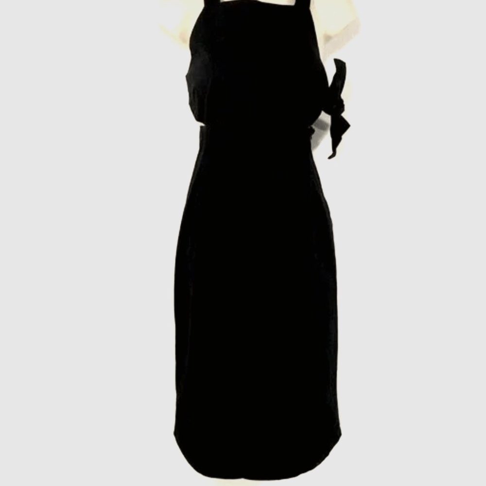 Kate Spade Saturday Black Side Tie Curved Hemline Midi Dress, Size 10